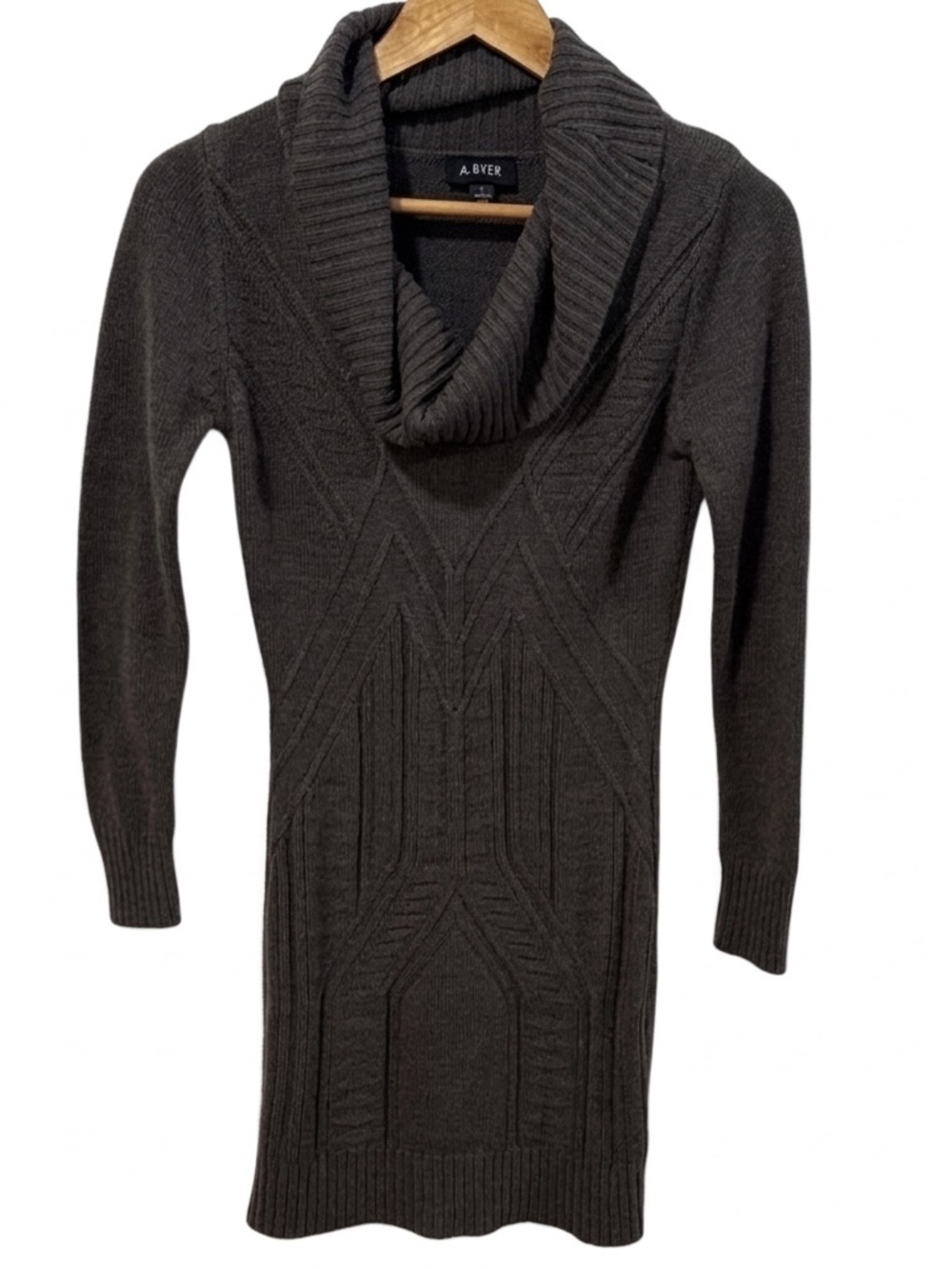 A. Byer Women's Charcoal Cowl Neck Sweater Dress Size Small